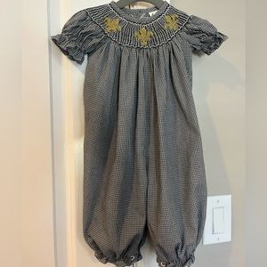 Saints smocked jumpsuit baby